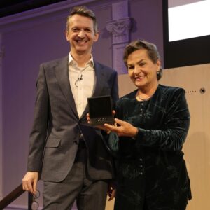 Christiana Figueres Instagram - It was a great honor to be awarded @thersaorg Albert Medal Award yesterday and I am deeply humbled to be continuing in the tradition of previous winners such as Marie Curie and Stephen Hawking, celebrated for their innovation, creativity and courage. 

You may have heard that the RSA Fellows Festival this year takes the theme of COURAGE - a wise choice because I’m sure we can all agree both that it is critical to the moment that we’re living and that it is far too rarely seen in these times. 

The dictionary defines courage as “the quality of mind or spirit that enables a person, an organization, a nation or a society to face difficulty, danger, pain , fear, threat and not be annihilated by it”. 

I would add “rather emboldened by it” because that is what we are called for now. It is as simple - and as challenging - as making a conscious choice of not turning away from the threat, but rather metabolizing
the understanding of the threat into an effective response, guided by a honed quality of mind.

The characteristics of that quality of mind? I would say there are three:

1) Stubborn optimism - not a naive belief that everything will be ok, but rather the gritty determination to stick to our path no matter what the barriers are, because the consequences of not doing so are simply too grave. 

2) Openness to other ways of thinking and working because we cannot do this without radical collaboration. 

3) Finally, love - a word not much used in the contexts of politics, leadership or climate solutions but ultimately what underpins everything. Only by profoundly reconnecting with love for ourselves, each other and nature, can we move out of numbness to create a different and better world.

With heartfelt gratitude to Andy Haldane and all at the RSA - thank you for the honor and for a wonderful evening.