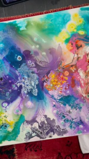 Christina Scherer Instagram - Wow! Hi to all my new followers. Here is a video of the making of “The First Unicorn” 🦋✨💙 #magicalart #magicalgirl #unicorn #unicornart #mystic #magic #artist #artwork #painting #art #inks #oilpainting #fantasyart #fantasyartist #artprocess
