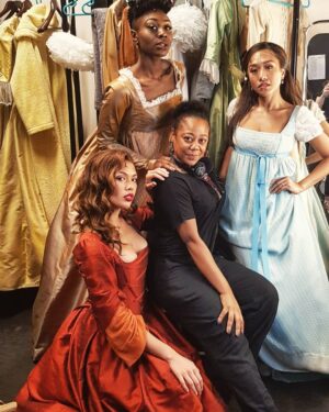 Christine Allado Instagram - Me, I loved him... Gonna miss the queen that is @hanzw33 OG Schuyler sisters dresser of dreams ♥️😇 have a gorgeous time touring with kinky👢 love ya! #theschuylersisters