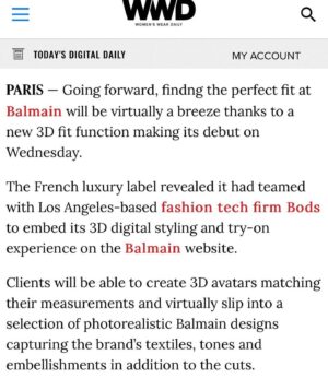 Christine Marzano Instagram - You can now check out our newest @bods_inc partnership with @balmain Use your BOD to find your correct size and to style great Balmain looks. We guarantee whatever you buy, will fit, and you will want to keep it rather than return!  Save your BOD for future sessions as we continue to roll out across other exciting fashion brand e-commerce. #ecommerce #returns #fashiontech #sustainablefashion