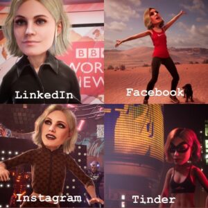 Christine Marzano Instagram - Christine avatar version of #dollypartonchallenge using our software!! #avatar #dnablock.ai #virtualbeings #virtualhuman #ue4 #realtime #notphotoshop #femalefounders #virtualinfluencer #3dart #womenintech #avatars #cgi #nofilter #wokeuplikethis #digitalmodel #virtualmodel