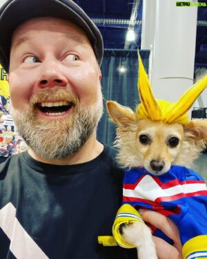 Christopher Sabat Instagram - My life is complete.
.
.
.
myheroacademia #allmight #mha #dogsofinstagram