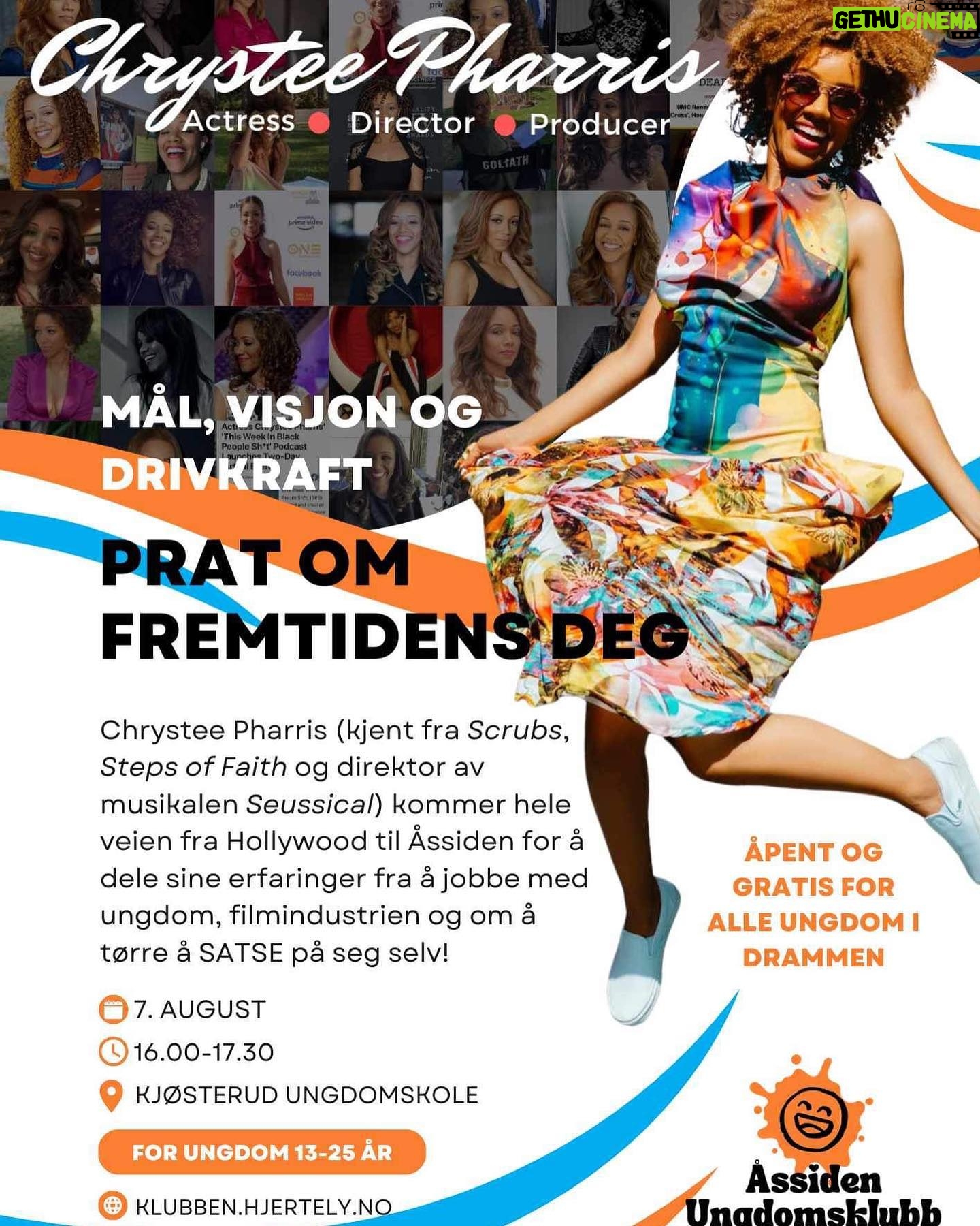Chrystee Pharris - 94 Likes - Iām speaking in Norway Monday if you are around come hang out.
Translated: "Goals, vision and power.
A talk about future you.
Chrystee Pharris (know from Scrubs, Steps of Faith and director of the musical Seussical), is coming all the way from Hollywood to Ć
ssiden to share her experiences from working with youth, the movie industry and to encourage you to believe in yourself!
#acting #actingclass #actinglife #actingtips #actor #actorproblems #actors #actorslife #actress #AtlantaActors #audition #auditioning #auditions #cast #casting #castingdirector #Hollywood #HollywoodActress #Hollywoodlife #blackgirlmagic #blackgirlsrock #keytosuccess #behindtgescenes #blackactors #lightscameraaction
#thespian #voiceactor #voiceover #workingactor #bookedit