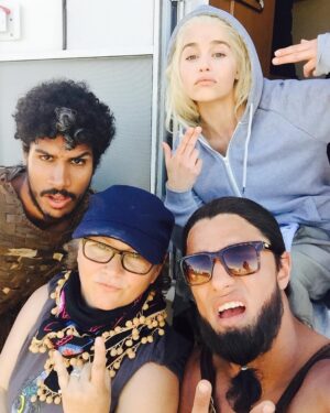 Chuku Modu Instagram - Just a couple of Dothraki chilling with the Mother Of Dragons. #got #season6 #dothraki #motherofdragons #khaleesi @staz.nair @emilia_clarke