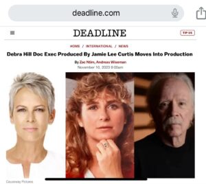 Clarke Wolfe Instagram - 📣 I am so excited this announcement has been made and incredibly honored to be a small part of it! Directors Margaret McGoldrick and Jim McMorrow and EP @kerry.roy have been at this labor of love for so long and it meant so much to sit and talk about what Debra’s legacy has meant to me.

In July 2018 at the SDCC press line for #HALLOWEEN after getting the band back together for a new installment 40 years after the original changed movies forever, I was told things were running behind and I had time for one question so I asked @jamieleecurtis what she thought Debra Hill would think of all of the excitement because frankly, I felt like her name had been left out of the bigger conversation up until that point. Jamie smiled and shared stories, we shared tears and a hug (you can watch the video on the fourth slide!) and it is truly one of the biggest highlights of my career. Soon through these wonderful filmmakers’ determination and passion, the world will hear more of Debra’s story. It’s about damn time. 🧡🖤🧡 

#halloween #horror #screamqueen #slasher #fandom #womeninfilm #womeninhorror #debrahill