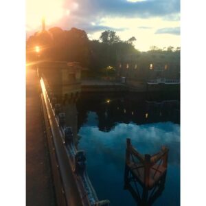 Claudia Black Instagram - The bridge is surrounded by  sights and sounds of life. A band down below is performing a Cranberries song. The air is gentle and carries the smell of something delicious cooking. Walking of dogs. Couples canoodling. Laughter. A truly perfect sunset.