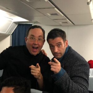 Colin Donnell Instagram - It’s tomorrow in Australia and New Zealand and these Americans are letting all our friends know that #Irreverent is out today in @netflixanz!!
•
Also out here in the States on @peacocktv perfect for a weekend binge!
•
A preacher and a crook walk onto a plane…