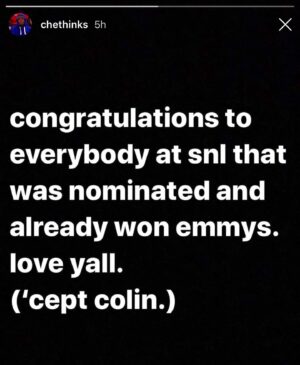 Colin Jost Instagram - Huh. In private you told me, “good luck, I love you, my firstborn is your godson.”