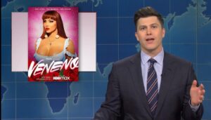 Colin Jost Instagram - At dress rehearsal last night I talked about how much I love @venenolaserie 
Then that section got cut for time. But then the graphic still appeared on the air show for some reason, out of nowhere. Which was pretty confusing since I think I was talking about @gamestop at the time. But if you haven’t seen Veneno, I highly recommend it. You might not guess it from the poster but it will almost certainly bring you to tears. (Just like @gamestop if you run a hedge fund.)