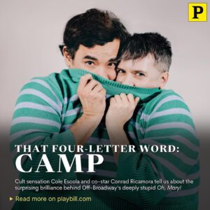 Conrad Ricamora Instagram - @ohmaryplay’s stars @coleescola and @conradricamora chat with us in a quest to finally define camp—and figure out why the queer community loves it so much. Head to the link in our bio to see more photos of show’s leading players.

📸 by @heathergershonowitz