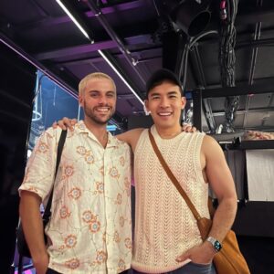 Conrad Ricamora Instagram - You never know who you’ll see at the disco @herelieslovebway
@howtogetawaywithmurder 
@jackfalahee