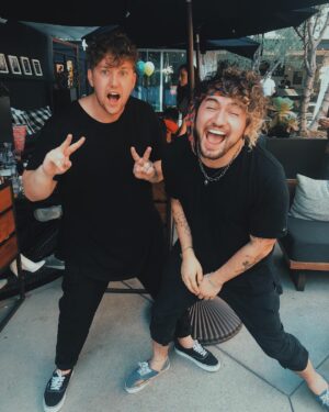Corey La Barrie Instagram - Celebrating early for @jccaylen birthday! Happy birthday mother effer! But Franny in the background is a mood!