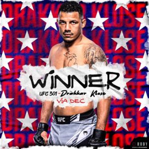 Cortney Casey Instagram - WINNER! @drakkar_klose got the unanimous decision victory at #UFC301 and is now on a 4 fight @UFC winning streak! #RubySE