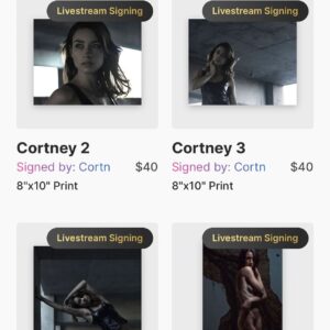 Cortney Palm Instagram - My shop is back open & ready for the #holidayseason Choose from tons of photos (Link in Bio) - I will sign them via Instagram Live Stream on Sunday December 18th @ 2pm EST! 
.
We can chat about movies, spirituality, ayahuasca, I can draw a Tarot card for ya, whatever! Tune in and chat with me! If you don’t buy a photo in advance, you can buy it while I am live! Some photos shown in this post - more via @streamily.live website! LINK IN BIO
.
.
.
.
.
#streamily #autographs #livesigning #horror #horrorActress #deathhousemovie #sushigirlmovie #zombeavers #silentnight #xmashorror #model #vegangirl #veganactress #horrorcon #screamqueen #beyondparanormalmovie