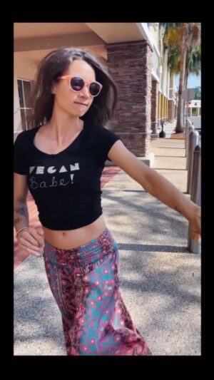 Cortney Palm Instagram - Be free and in your freedom don’t take it away from someone else. Free your mind. Eat clean. Practice gratitude and Love. .
.
.
.

.
I had fun with @seanperez29 making the reel and doing activism in a fun way. Leave mine and the cows’ titties alone!! .
.
Inspired by myself and @auroramusic and @zaccharybird  for their freedom of beautiful expression 
.
.
Vegan shirt avail on my etsy shop! Link in bio** 
.
.
Pants purchased @triplegoddesstreasures bra from @spiritualgangster (second-hand) 
Pig from @littlebearsanctuary 
.
.
#vegan #veganactivist #dancing #dance #movement #empowerment #selflove