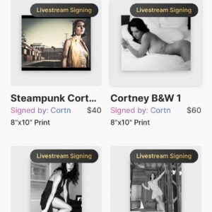 Cortney Palm Instagram - My shop is back open & ready for the #holidayseason Choose from tons of photos (Link in Bio) - I will sign them via Instagram Live Stream on Sunday December 18th @ 2pm EST! 
.
We can chat about movies, spirituality, ayahuasca, I can draw a Tarot card for ya, whatever! Tune in and chat with me! If you don’t buy a photo in advance, you can buy it while I am live! Some photos shown in this post - more via @streamily.live website! LINK IN BIO
.
.
.
.
.
#streamily #autographs #livesigning #horror #horrorActress #deathhousemovie #sushigirlmovie #zombeavers #silentnight #xmashorror #model #vegangirl #veganactress #horrorcon #screamqueen #beyondparanormalmovie