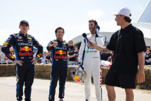 Craig McMorris Instagram - My carousel on making F1 drivers laugh out loud, "lol" 
📸 @jozzzeph.roby 

Soapbox Montreal. #linkinbio 
Had the pleasure of co hosting and incredible pre F1 race event with @mollycarlson1 and drivers @maxverstappen1 @danielricciardo @yukitsunoda0511 @schecoperez thanks @redbullcanada