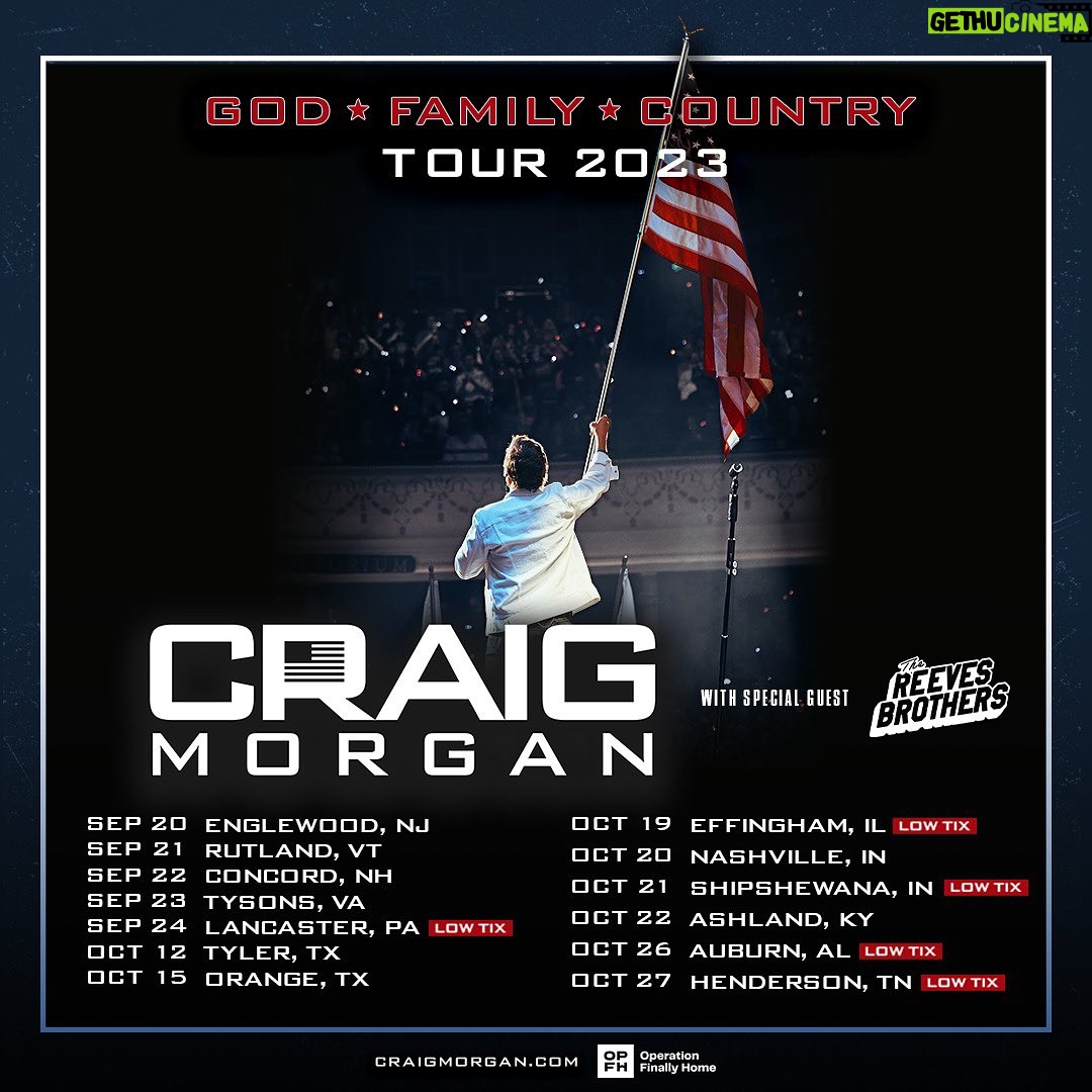 Craig Morgan - 1.2K Likes - We’re kicking off the God Family Country Tour tomorrow in New Jersey! Tickets and VIP packages are still available so get them while you can. What city will I see you in? 🇺🇸