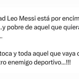 Cristóbal Soria Instagram - Su Santidad Leo Messi está por encima del mal y del bien…y pobre de aquel que quiera manchar su legado…

Leo no se toca y toda aquel que vaya contra Él será nuestro enemigo deportivo…!!!