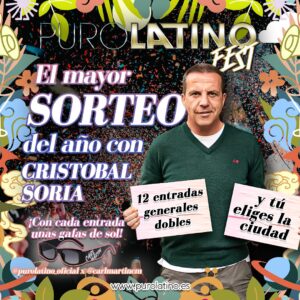 Cristóbal Soria Instagram - ¡EL MAYOR SORTEO DEL AÑO! 12 ENTRADAS generales DOBLES 👉🏼 ¡Y tú eliges a qué ciudad te vienes totalmente gratis! Y además, cada entrada incluye unas gafas oficiales @carlmartincm 😎

Participar es muy sencillo ✅
1. Sigue a @cristobalsoria1 y a @purolatino_oficial
2. Menciona a la persona con la que vendrías en un comentario.
3. Comparte el cartel de la ubicación a la que quieres asistir en tus historias (si el perfil es privado, manda captura a Puro Latino).

👉🏻 Podéis poner tantos comentarios como queráis siempre y cuando sean a personas diferentes, ¡mucha suerte!

Los ganadores se anunciarán en este mismo post, ¡no hagas caso a cualquier otro perfil que te escriba por privado!
11:30 🏆 @christinafdez94  es la primera ganadora…
12:00 🏆 @roociioo_gm y tú Rocio la segunda…
12:30 🏆 @daviddealmeria enhorabuena…!!!
13:00 🏆 @alerendonn  y tu eres el siguiente Ale…!!!
14:00 🏆 @marinaom_  es la siguiente afortunada…
15:00 🏆 @albaa.aalcantara enhorabuena sobrina…!!!
17:00 🏆 @ikeermuzz_  has sido el siguiente 👌…!!!
18:00 🏆 @aless8_ estás de enhorabuena…!!!
19:00 🏆  @claudiabersabe_07 bravoooo Claudia…
20:00 🏆 @itspablosky ese Pabloooooo
21:00 🏆 @_mariajimenezzz toma que tomaaaaaa…!!!
21:30 🏆 @faatiimaa_casado vamoooooossss…!!!😜

Las gafas de sol las podrás recoger en la ubicación en donde hayas ganado, en el stand que habrá habilitado de Carl Martin 😎

¡Mucha suerte a todos/as!