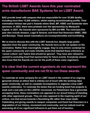 Crystal Instagram - No pride in genocide. 🚀

If you fancy a corporate-free pride, join me at @seeyouatmimis for London’s biggest alternative pride party.