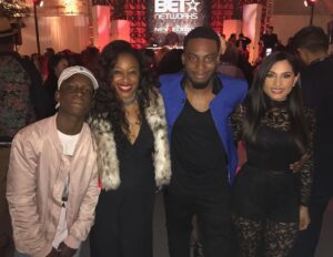 Cynthia Rodriguez Instagram - One more hour for part 2 of the #NewEditionStory !!! Tune in!! @kinyaclaiborne @woody_thegreat & @officialtylerwilliams at the New Edition Story premiere after party!