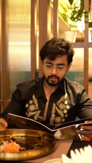 D Gautham Krishna Instagram - It's a great pleasure to Host @actorgauthamkrishna and it's declared that 
Adbhutaaharam is the best for regional flavors of South...!
By prasad 

#adbhutaaharam #byprasad #telanagacuisine #restaurant #hyderabad #raidurgam #cuisine #photography #foodie #andracuisine #multicuisine #manikonda #portraitphotography #food #gowthamkrishna #cinema #film #prasad #gauthamkrishna #trending #reels  #exploremypage