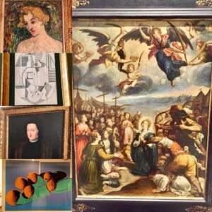 DJ Qualls Instagram - I tried to do this as a story but it was too hard and I got mad. Anyway. Most of my art collection is made up of old masters, late 19th/early 20th century impressionist/modern art and pop art pieces. I’ve spent the last week of isolation learning about  contemporary art/post war art and I want to add a small, affordable piece to my collection. There are some auctions coming up and I’m having problems deciding. Help me choose. Which do you like best?

1. Don Smith, 18"x24” oil on board, 1960s

2. Joseph Meierhans, 11”x13.5” gouache on paper. 1950s

3. @kaws, 11”x6”, painted vinyl 2010s

4. Peter Dean, 17”x9.75” oil on Masonite. Yes, it’s a lion man riding a pig bike 1960s

5. Dwinell Grant 11”x12.75” ink on paper 1940s

All of them give me the feels and all are estimated around the same price...about 10 bar tabs plus tip. 
What do YOU think?

#contemporaryart #artcollector #itsgoingonthecreditcard #helpme #poll