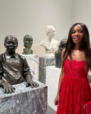 Dambisa Moyo Instagram - Thrilled to be part of the highly anticipated re-opening of the @nationalportraitgallery. 

I particularly enjoyed the captivating history behind the portrait of Mai, a native of French Polynesia. His extraordinary voyage to England, his stay from 1774 to 1776, and the admiration he garnered from royalty and intellectuals. And of course, another highlight - seeing the bust of Mandela!

#DambisaMoyo