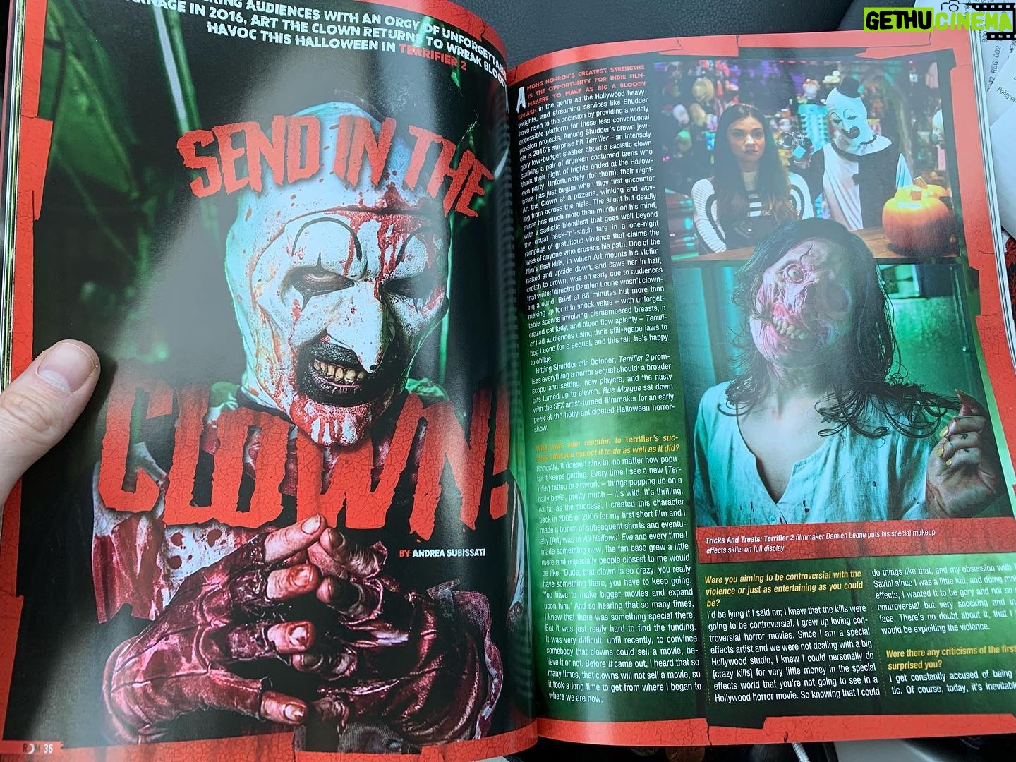 Damien Leone - 3K Likes - Check out my Terrifier 2 interview in the latest edition of @ruemorguemag 🔥🤡 Some juicy info 😉🩸 Terrifier 2 coming to THEATERS OCT 6th then Streaming EXCLUSIVELY on @screamboxtv #terrifier2 #terrifier #ruemorgue #arttheclown