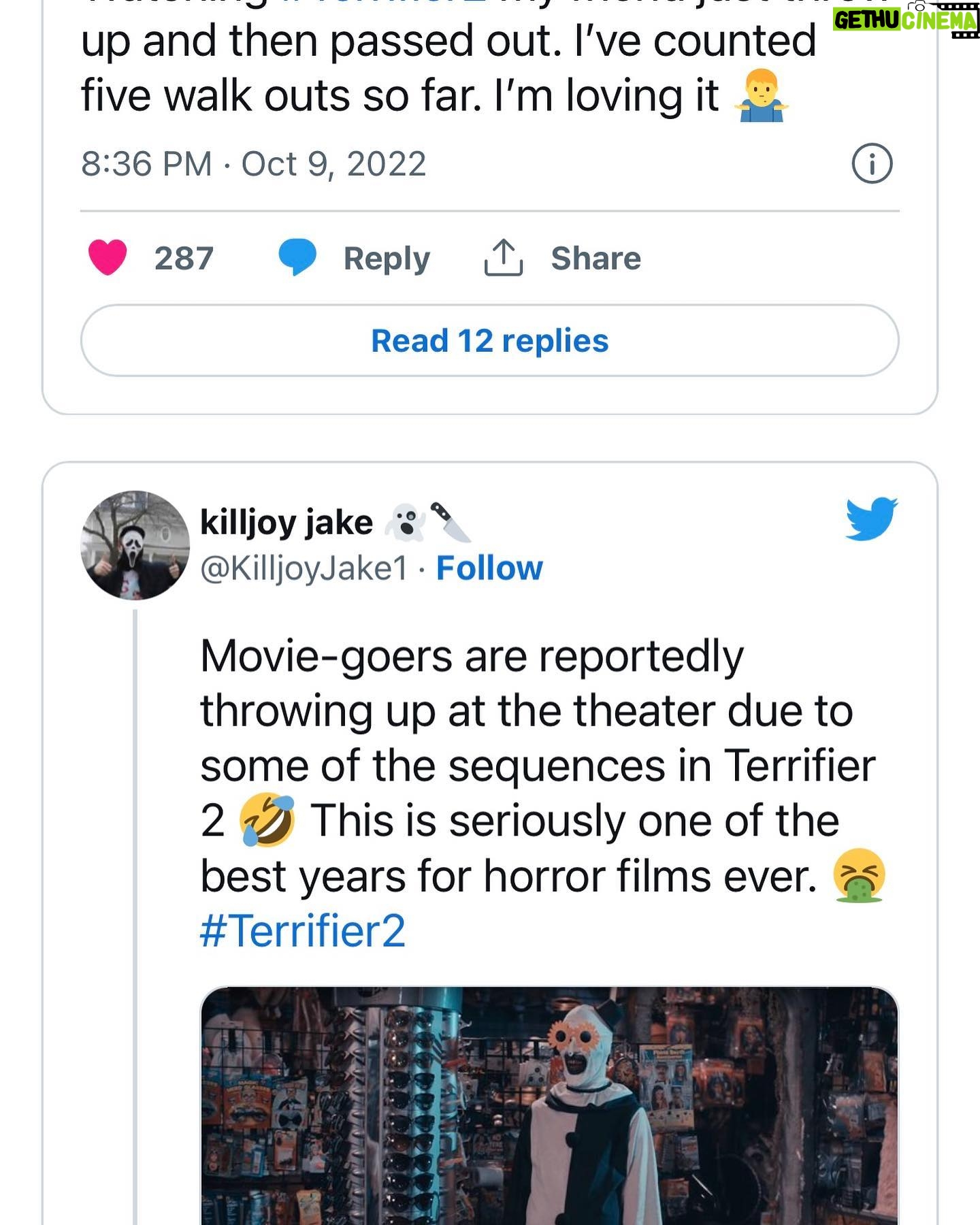 Damien Leone - 13.5K Likes - TO AVOID FAINTING keep repeating, IT’S ONLY A MOVIE…only a movie…only a movie 🤡🤢 FULL ARTICLE IN BIO #youvebeenwarned #fainting #extreme #gore #toointense #arttheclown #terrifier2 #arttheclown