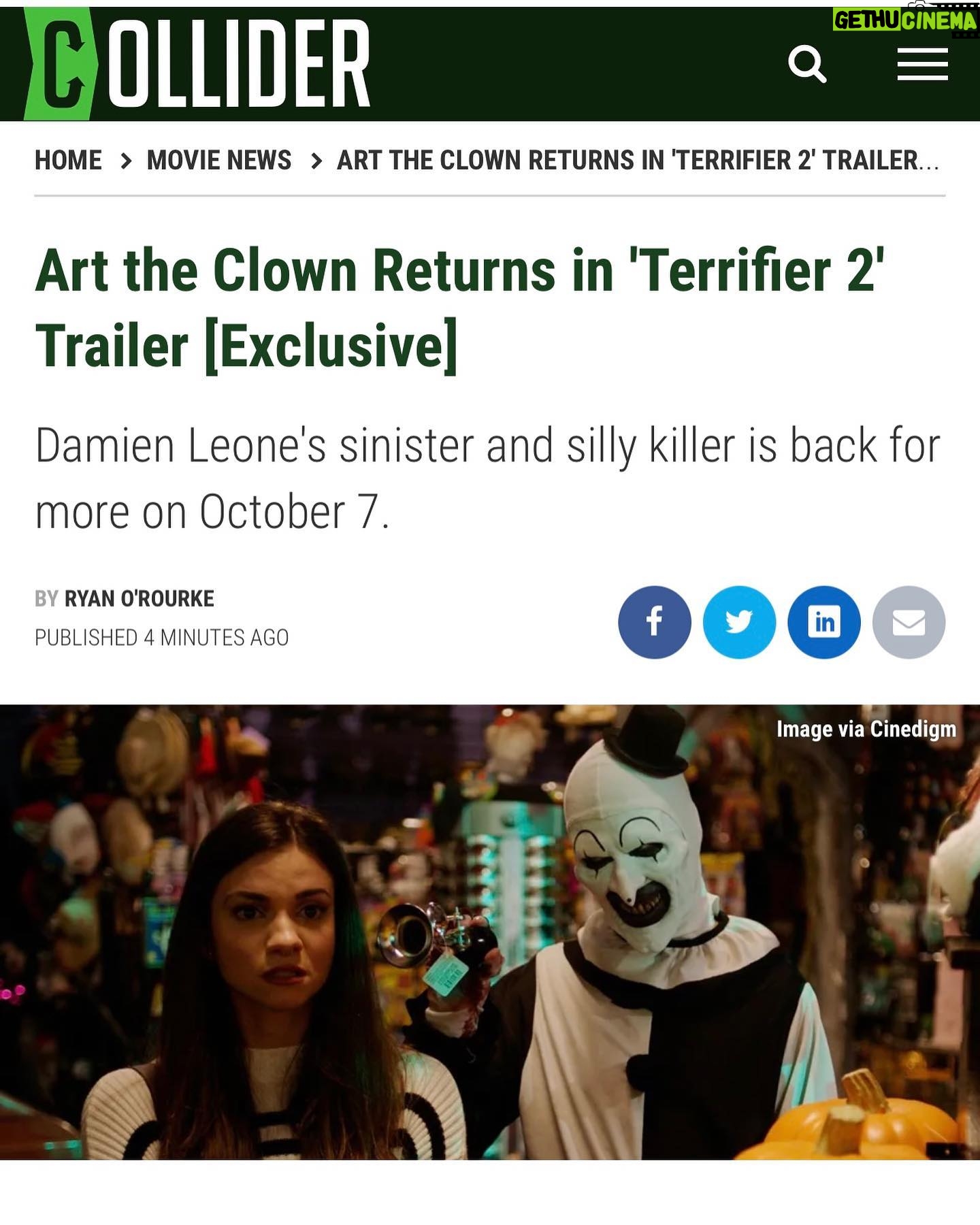 Damien Leone - 3.4K Likes - Terrifier 2 trailer is officially here! Link in bio! 🤡🔥 #terrifier #terrifier2 #arttheclown #artsback