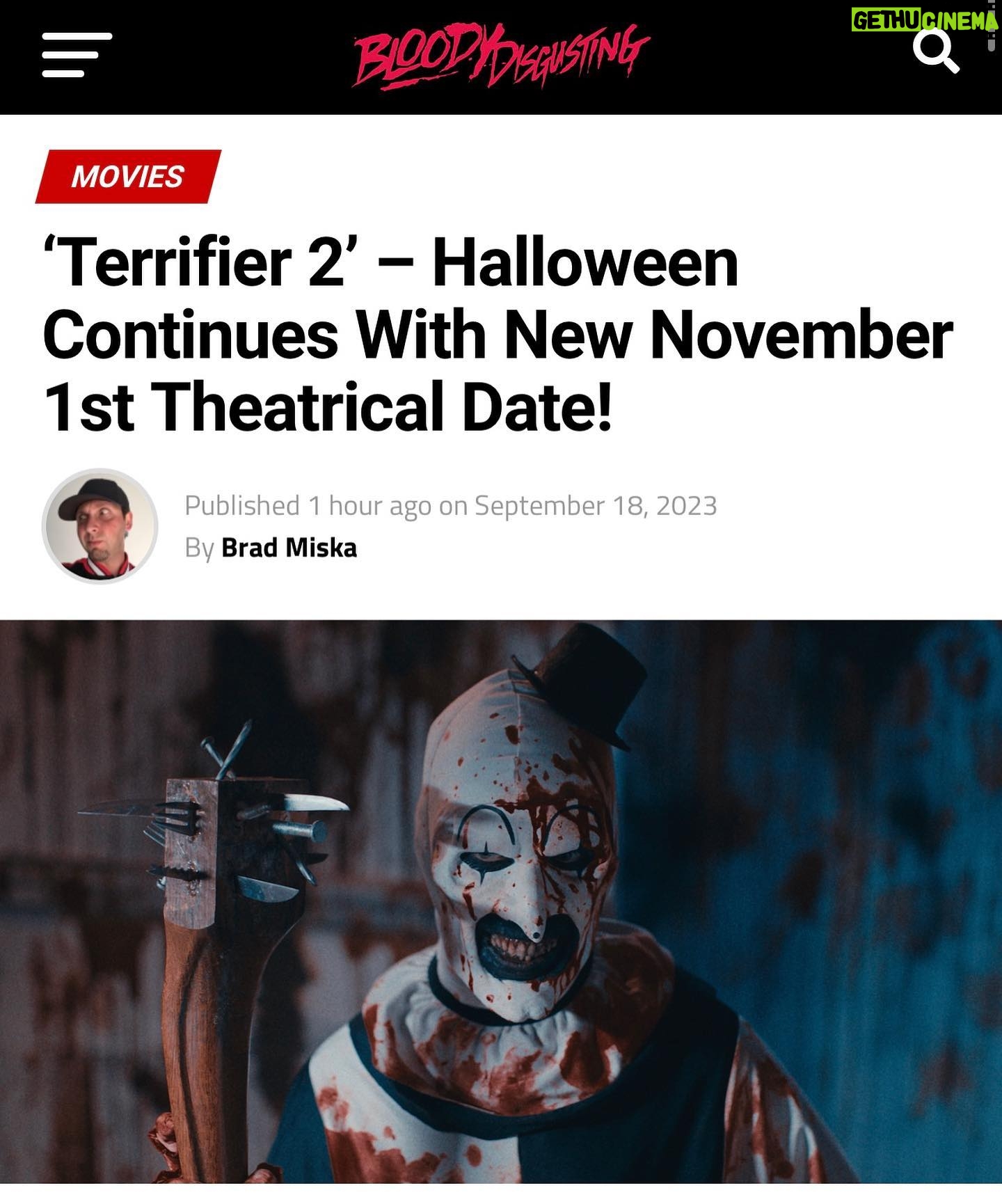 Damien Leone - 9.6K Likes - Terrifier 2 theatrical re-release has a new date! It’s been moved up to November 1st. Halloween has just been extended this year 🎃🔥🤡 #terrifier2 #rerelease #arttheclown #terrifier