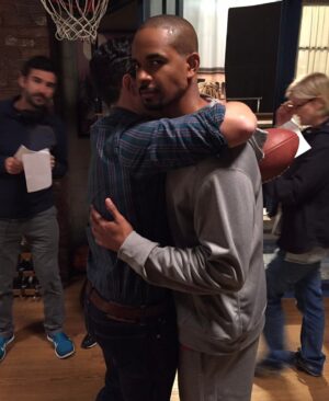 Damon Wayans Jr. Instagram - #Tbt 
Max Greenfield loves me so much, it pisses me off. We had to shoot the entire scene like this. 
#NewGirl 
#ThugLife minus the 'T'