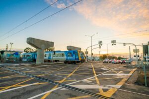 Dan Andrews Instagram - Gold sky at night, level crossing remover's delight.