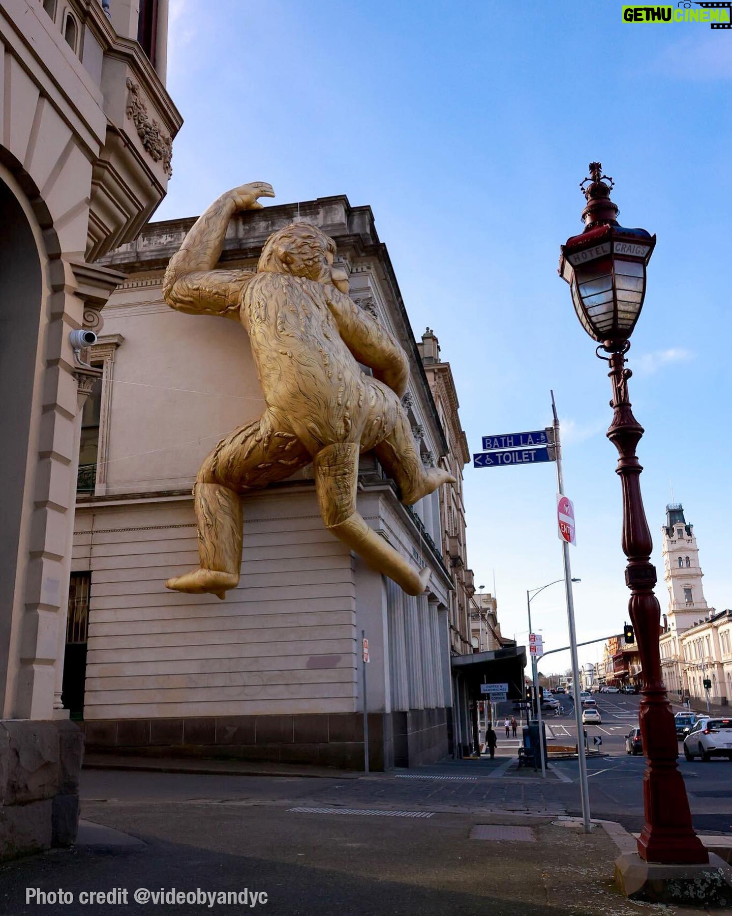 Dan Andrews - 2.6K Likes - Can't confirm the existence of regional Victoria's black panther.
But reports of a golden monkey are 100% true.
The Ballarat Foto Biennale kicks off this weekend, and as part of it a huge golden monkey has been installed on a building on Lydiard Street.
The monkey is the work of Melbourne artist Lisa Roet. You might remember it from when it was installed on the side of Melbourne Town Hall in 2014.
Since then, it has travelled the world, visiting Hong Kong, Singapore and Edinburgh.
And now it's back home in Victoria as part of the Foto Biennale.
