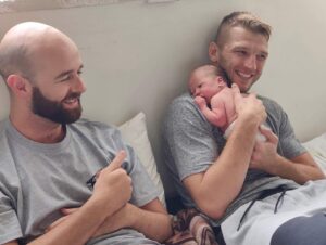 Dan Hooker Instagram - Me best mate just made a human. 💝

Congrats @bevybones & @aneiawarner been a wild ride for ya the last couple months. 🏄‍♂️😂