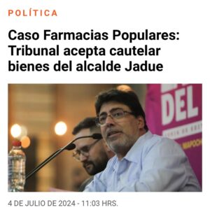 Daniel Jadue Instagram - 🔴 COMUNICADO
Frente a la aceptación del Tribunal de cautelar bienes patrimoniales del alcalde Daniel Jadue, nuestra defensa declara que:

✅ Una vez recibamos el texto completo de la resolución leída hoy, APELAREMOS a la I. Corte de Santiago.

✅ En el estado en que se encuentra la investigación, los supuestos que harían procedentes estas medidas no concurren, ni siquiera está definido que exista perjuicio y cuál es su monto. 

✅ Por último, la resolución cita equivocadamente aspectos del debate que dan cuenta de su falta de debida fundamentación. #JadueLibre