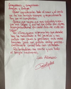 Daniel Jadue Instagram - Compartimos este mensaje del Alcalde Jadue desde su desproporcionada prisión preventiva en Capitán Yáber.
Desde hoy familiares y su partido, comunicaremos a través de sus RRSS, noticias e informaciones ligadas a su situación judicial, además de otros temas de interés. #JadueLibre