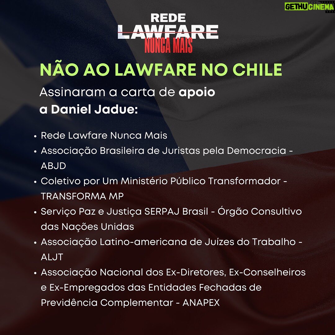 Daniel Jadue - 1.5K Likes - NÃO AO LAWFARE NO CHILE
Carta de Apoio a Daniel Jadue
A guerra judicial, ou Lawfare, é uma prática que assola projetos emancipatórios e coloca no centro a transformação do neoliberalismo que empobrece e violenta os povos. As elites nacionais, regionais e globais, e defensoras dos interesses do capital financeiro internacional, passaram anos lutando contra políticas sociais destinadas a erradicar a pobreza e reduzir profundas desigualdades sociais, usando suas defesas corporativas como pretexto para atacar projetos e líderes legitimamente eleitos pelo voto popular.
(...)
Vemos com preocupação a perseguição midiática, judicial e política de Daniel Jadue, sobretudo pelo que ele representa: um projeto de democratização e protagonismo popular que melhorou substancialmente a vida de milhares de famílias chilenas, gerando uma referência nacional e internacional no que respeita aos governos locais.
Face ao exposto, tornamos público o nosso apelo a toda a comunidade internacional, aos movimentos sociais, às militâncias populares e a todos os democratas do mundo, para que acusem o recebimento deste alerta democrático e impeçam o caminho da proscrição, não apenas das lideranças políticas, mas do Estado de Direito.
Carta traduzida para o Português.
...............................
Essa é a carta para pessoas físicas assinarem: https://docs.google.com/forms/d/e/1FAIpQLSfIYqLXKF_R1rr_RpUvoIWL0QLSWZutB1sKWSdjQ3ztqLVgcg/viewform
#LawfareNuncaMais #Chile #DanielJadue #Jadue #Recoleta #Justiça #nãoaolawfarenochile