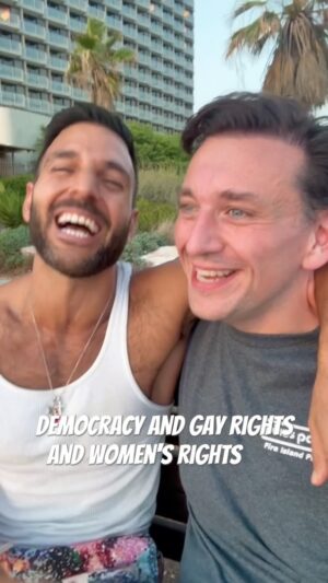 Daniel-Ryan Spaulding Instagram - Cute Gay Guys for Peace! 🕊 Here’s my talk with Fabian Maamari @fabian_maamari a Lebanese Christian gay guy who has lives happily in Israel with his Jewish Israeli husband Avi. They’ve been together 10 yrs 🌈💕 They’re like many mixed gay couples Jewish-Arab, Jewish-Muslim, Muslim-Christian - that are able to live a beautiful life together safely — only in Israel 🇮🇱🇱🇧🏳️‍🌈🕊 Tel Aviv is the future of the Middle East — PERHAPS Israel is demonized & their gay rights are dismissed as "Pinkwashing" because of propaganda from Islamic extremists who wish to destroy this democracy & human rights 🤷‍♂️