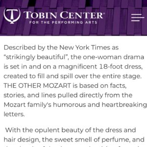 Daniela Galli Instagram - We open tonight at the Tobin Center for the Performing Arts, in San Antonio, TX. What a great pleasure it is to bring Nannerl Mozart’ story here!!
.
Estréia de “The Other Mozart” hoje em San Antonio, TX. Que prazer trazer Nannerl pra cá!
.
.
.
📷 @pedrojardimdemattos