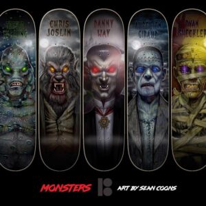 Danny Way Instagram - New “Monster”artist series by @robertcoons available online and in stores! planbskateboards.com @planbofficial @hlcdistribution @shecks @chrisjoslin_ @trevormcclung @aureliengiraud
