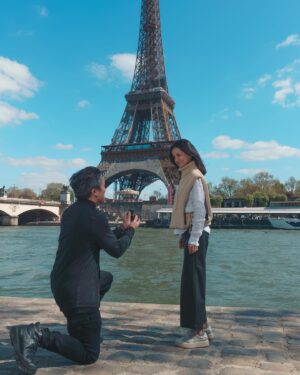 Dante Basco Instagram - Look what went down in #Paris… We got engaged!!! 💍 I really got to surprise her in the city of love! #eiffeltower 4/19/2023