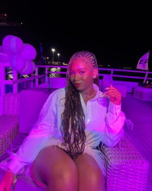Daria Johns Instagram - I’m the pop of color🤍 
•
•
#daria #dariajohns #white #whiteparty #explore #explorepage #blackgirl #outfitinspo