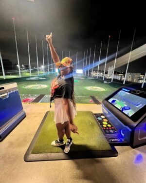 Daria Johns Instagram - Top Golf… Top This💥
•
•
#daria #dariajohns #pictures #vondutch #byanymeans #outfit #topgolf #explore #explorepage #jordans #blackgirl