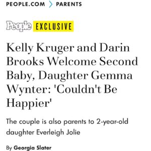 Darin Brooks Instagram - Welcome into the world baby #2, our lil: Gemma Wynter Brooks!! 😍♥️😁 Thank you @people for such an awesome article, Thank you to @kellylkruger, the rockstar, for letting me have another one with you (so glad this one takes after you too), and Thank you to all our family and friends who have helped us through the crazy process of having a baby during a pandemic… ♥️😁 Love you all! And please join me in welcoming this little 💎 and badass #3 (K, E and now G) into the world!!! Oh, and yes… Now I’m severely outnumbered… 😳😳😳 #baby #babynumber2 #proud #girldad