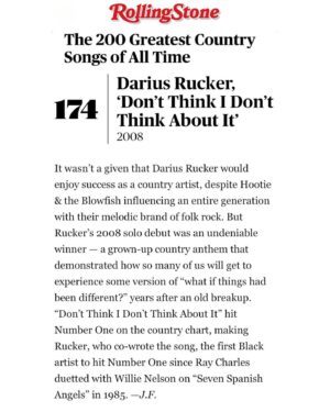 Darius Rucker Instagram - This is pretty crazy to read. My first country single... on @rollingstone’s top 200 greatest country songs of all time!!! I co-wrote it with Clay Mills, and it truly changed my life forever. WILD!!!!