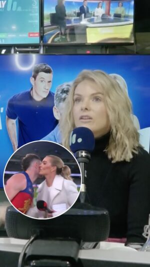Dave Hughes Instagram - The post match peck between Brisbane Lions player Lachie Neale and presenter Abbey Holmes has caused a bizarre uproar. What do you think?? Vote in our poll!