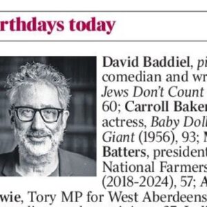 David Baddiel Instagram - 60. FFS. Thank heavens for Carroll Baker.